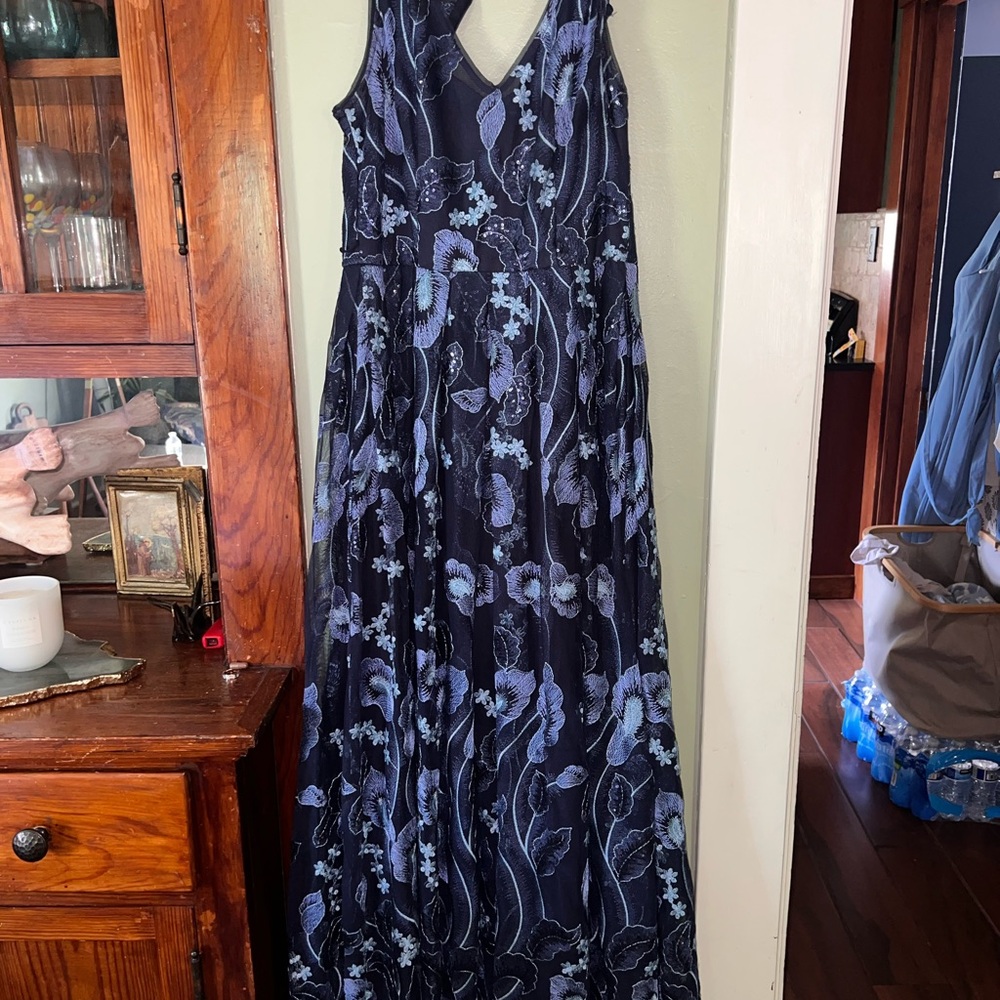 Blue floral formal dress